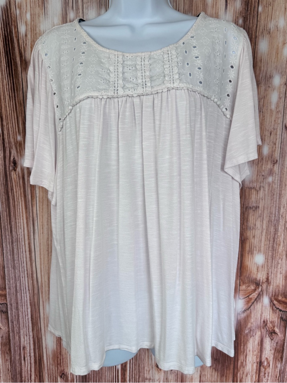 Kate and Sam White Eyelet Short Sleeve Boho Top